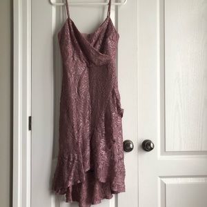 NWT Le Chateau Sparkly Lace High- Low Dusty Pink Dress